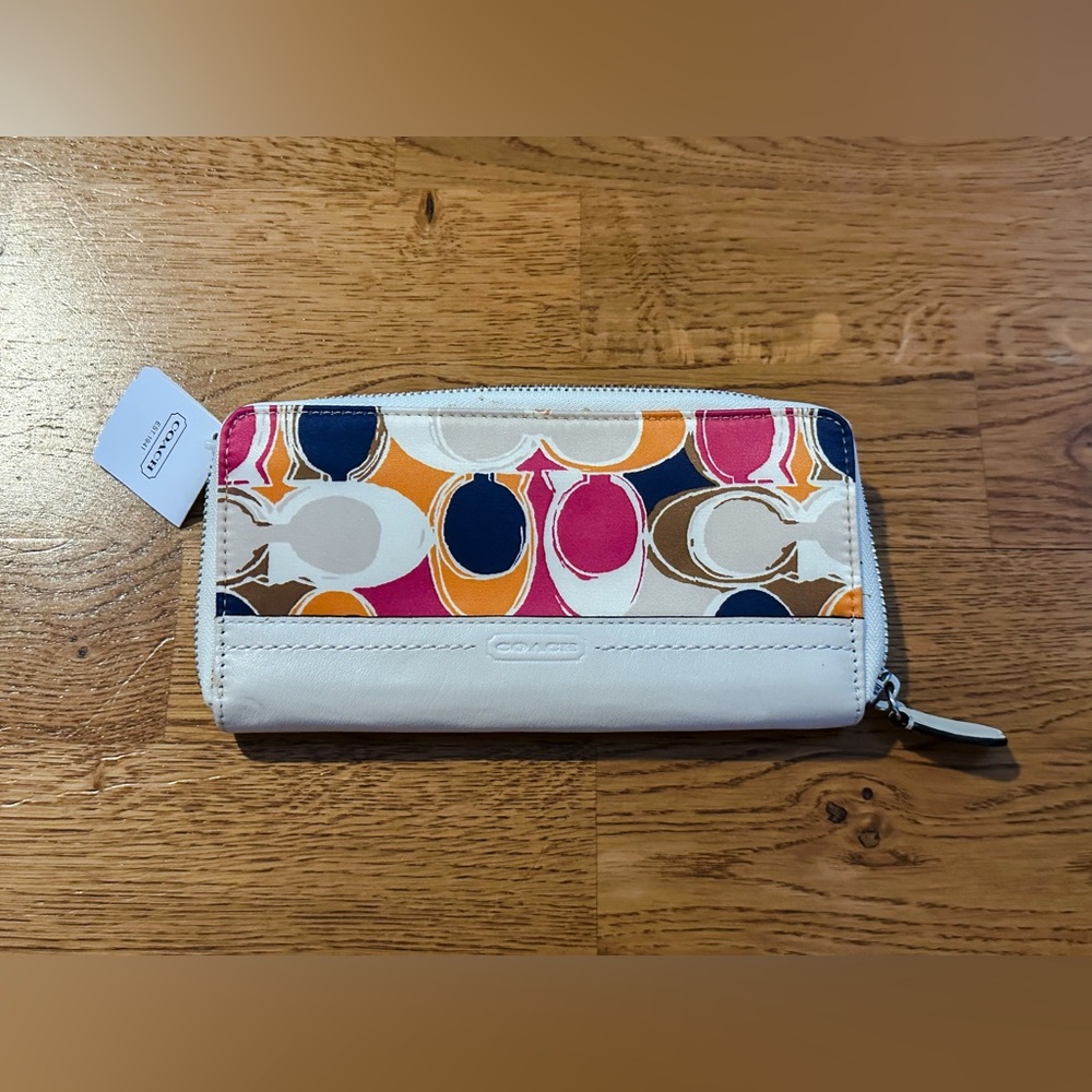 NWT Coach Park Hand Drawn Scarf Print Multicolor Wallet